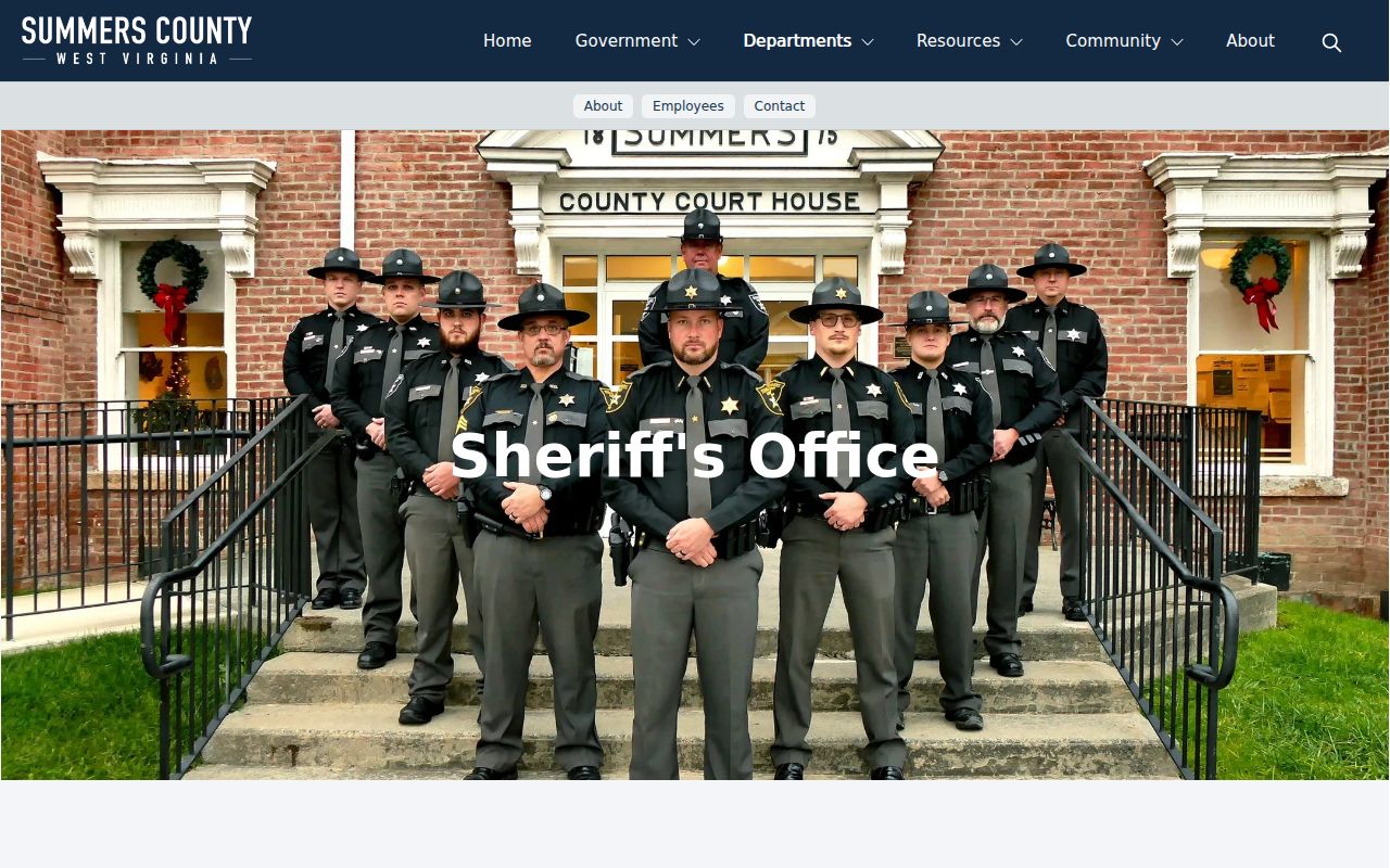Summers County Sheriff’s Office booking-record contact page