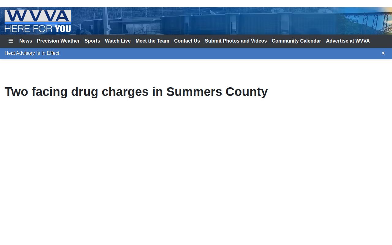 Summers County drug-charge news report from WVVA with regional arrest context
